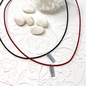 Red Leather & Sterling Silver “Fearless” Necklace